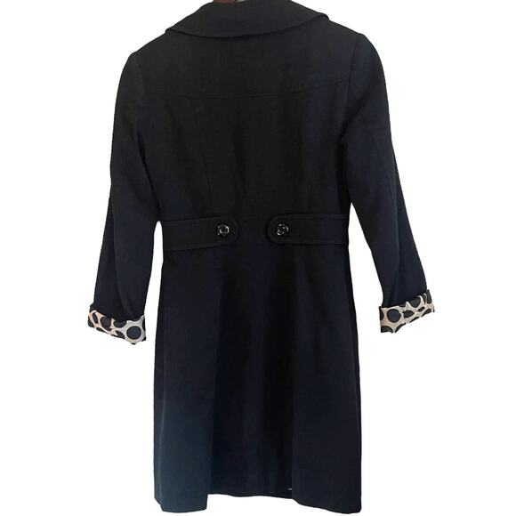 H&M Women Coat 4 Black Contrast Lining Trench Long Line Stylish Jacket Chic - Picture 3 of 11